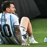 Lionel Messi bersama Timnas Argentina dalam pertandingan sepak bola